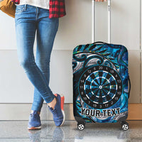 New Zealand Darts Personalised Luggage Cover Aotearoa Silver Fern Blue Papua Shell Spirit LT9 - Polynesian Pride