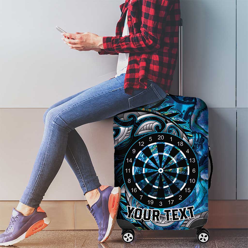 New Zealand Darts Personalised Luggage Cover Aotearoa Silver Fern Blue Papua Shell Spirit LT9 - Polynesian Pride