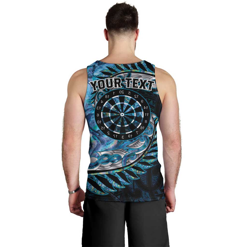 New Zealand Darts Personalised Men Tank Top Aotearoa Silver Fern Blue Papua Shell Spirit LT9 - Polynesian Pride