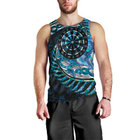 New Zealand Darts Personalised Men Tank Top Aotearoa Silver Fern Blue Papua Shell Spirit LT9 - Polynesian Pride