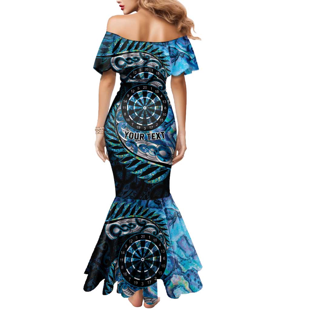 New Zealand Darts Personalised Mermaid Dress Aotearoa Silver Fern Blue Papua Shell Spirit LT9 - Polynesian Pride