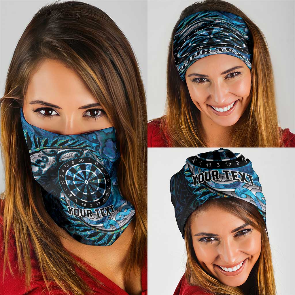 New Zealand Darts Personalised Neck Gaiter Aotearoa Silver Fern Blue Papua Shell Spirit LT9 - Polynesian Pride