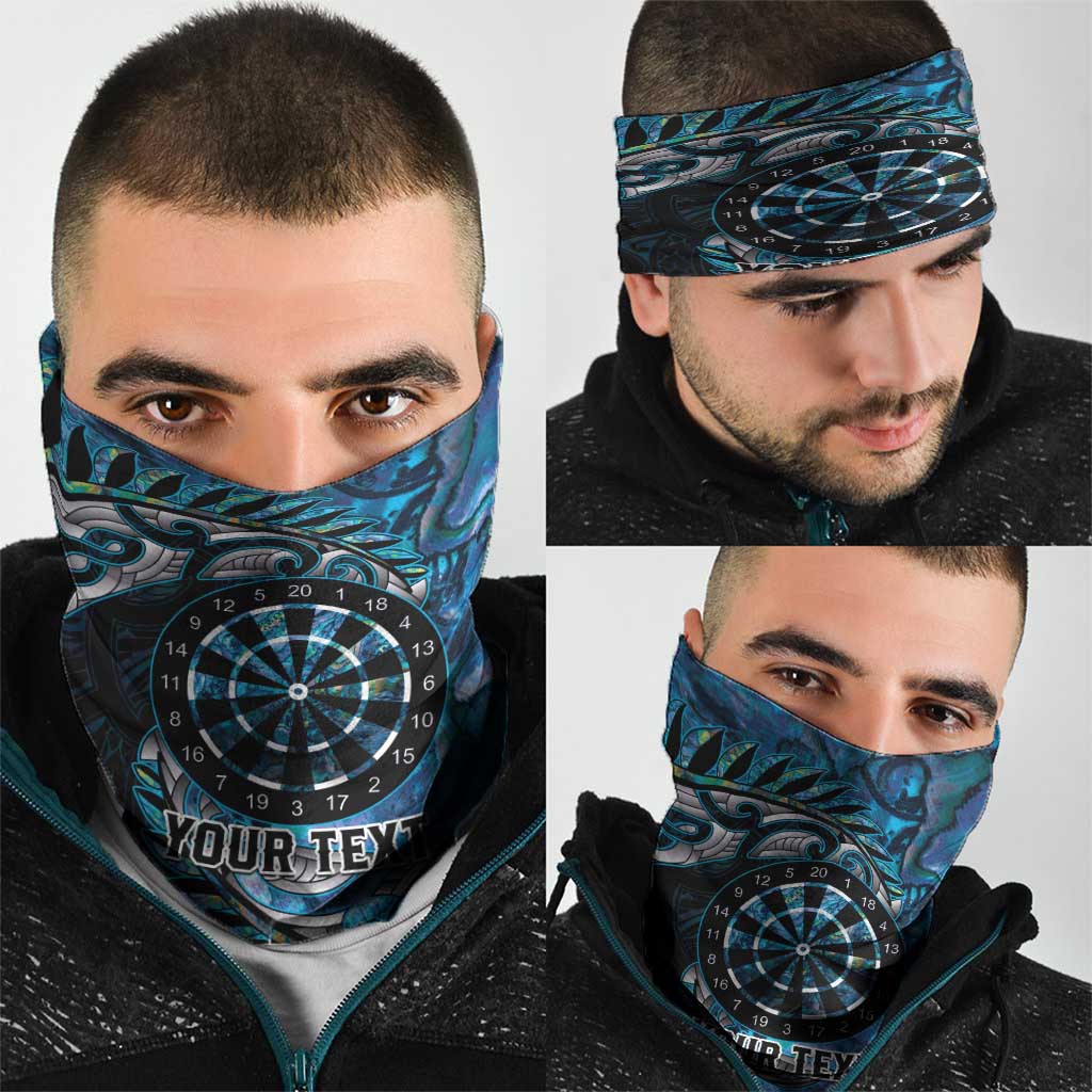 New Zealand Darts Personalised Neck Gaiter Aotearoa Silver Fern Blue Papua Shell Spirit LT9 - Polynesian Pride