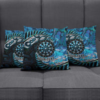 New Zealand Darts Personalised Pillow Cover Aotearoa Silver Fern Blue Papua Shell Spirit LT9 - Polynesian Pride