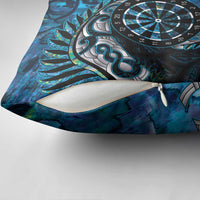New Zealand Darts Personalised Pillow Cover Aotearoa Silver Fern Blue Papua Shell Spirit LT9 - Polynesian Pride