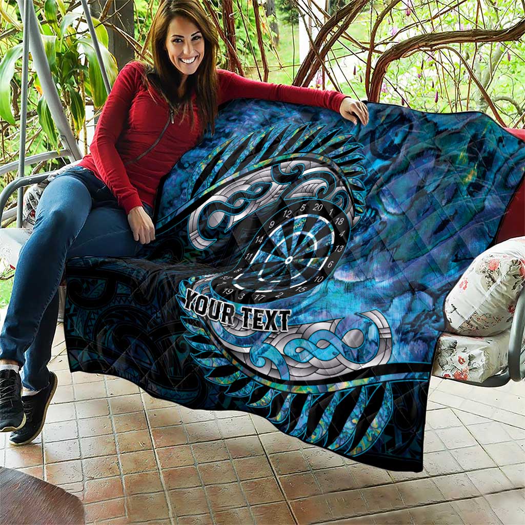 New Zealand Darts Personalised Quilt Aotearoa Silver Fern Blue Papua Shell Spirit LT9 - Polynesian Pride