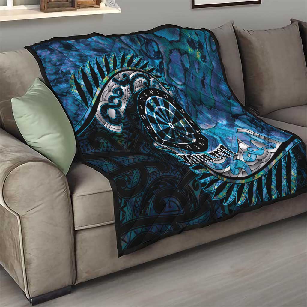 New Zealand Darts Personalised Quilt Aotearoa Silver Fern Blue Papua Shell Spirit LT9 - Polynesian Pride