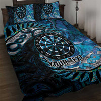 New Zealand Darts Personalised Quilt Bed Set Aotearoa Silver Fern Blue Papua Shell Spirit LT9 Blue - Polynesian Pride