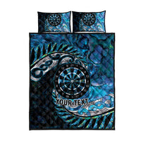 New Zealand Darts Personalised Quilt Bed Set Aotearoa Silver Fern Blue Papua Shell Spirit LT9 - Polynesian Pride