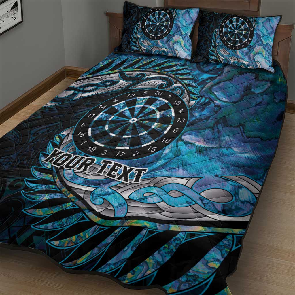 New Zealand Darts Personalised Quilt Bed Set Aotearoa Silver Fern Blue Papua Shell Spirit LT9 - Polynesian Pride
