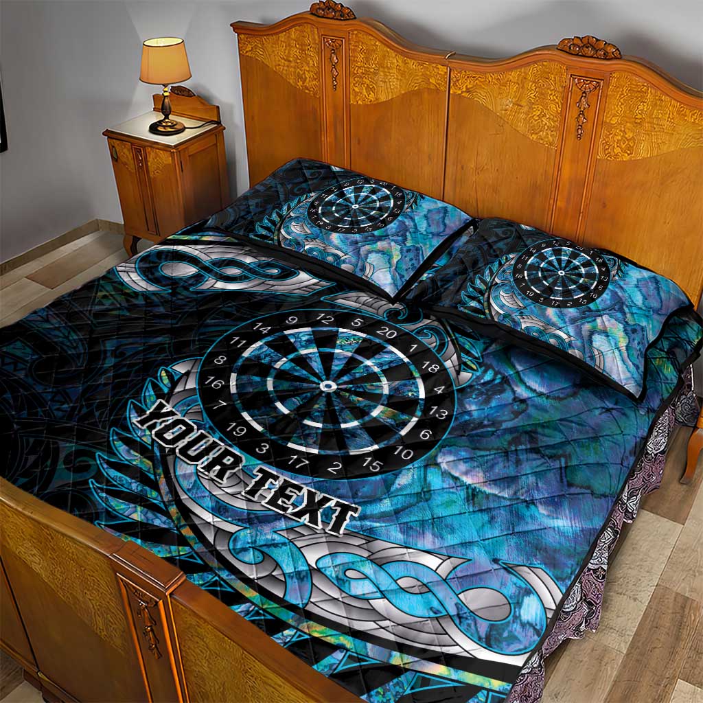 New Zealand Darts Personalised Quilt Bed Set Aotearoa Silver Fern Blue Papua Shell Spirit LT9 - Polynesian Pride