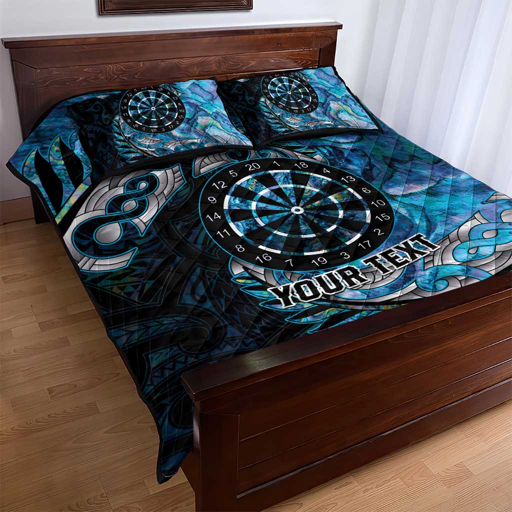 New Zealand Darts Personalised Quilt Bed Set Aotearoa Silver Fern Blue Papua Shell Spirit LT9 - Polynesian Pride