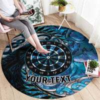 New Zealand Darts Personalised Round Carpet Aotearoa Silver Fern Blue Papua Shell Spirit LT9 - Polynesian Pride