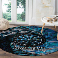 New Zealand Darts Personalised Round Carpet Aotearoa Silver Fern Blue Papua Shell Spirit LT9 - Polynesian Pride