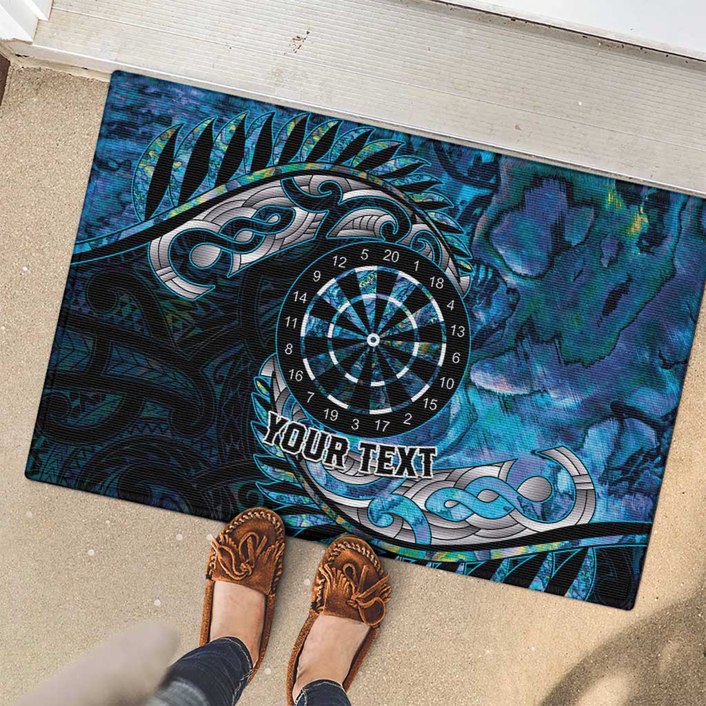 New Zealand Darts Personalised Rubber Doormat Aotearoa Silver Fern Blue Papua Shell Spirit LT9 - Polynesian Pride