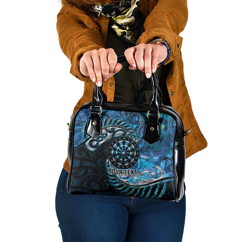 New Zealand Darts Personalised Shoulder Handbag Aotearoa Silver Fern Blue Papua Shell Spirit LT9 One Size Blue - Polynesian Pride