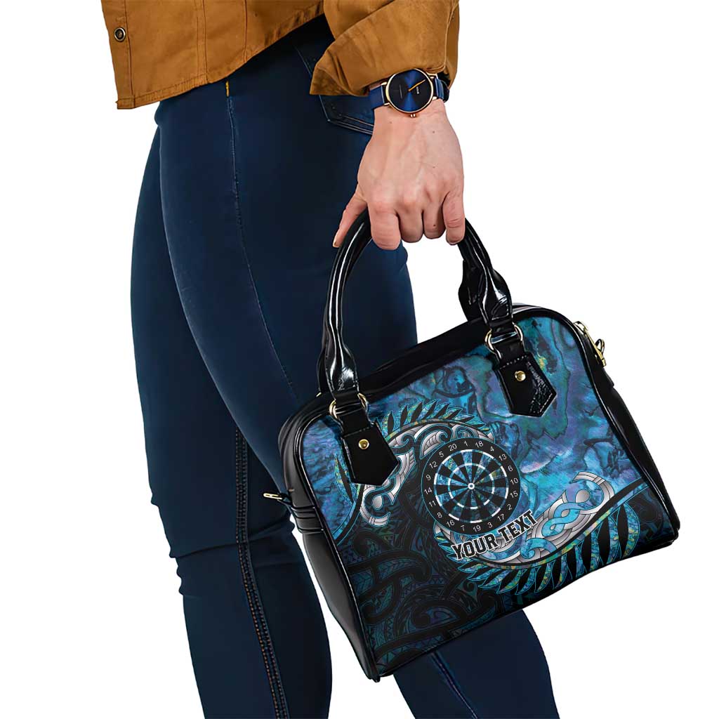 New Zealand Darts Personalised Shoulder Handbag Aotearoa Silver Fern Blue Papua Shell Spirit LT9 - Polynesian Pride