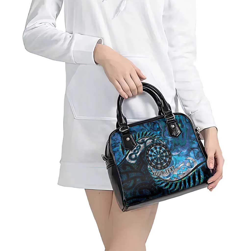 New Zealand Darts Personalised Shoulder Handbag Aotearoa Silver Fern Blue Papua Shell Spirit LT9 - Polynesian Pride