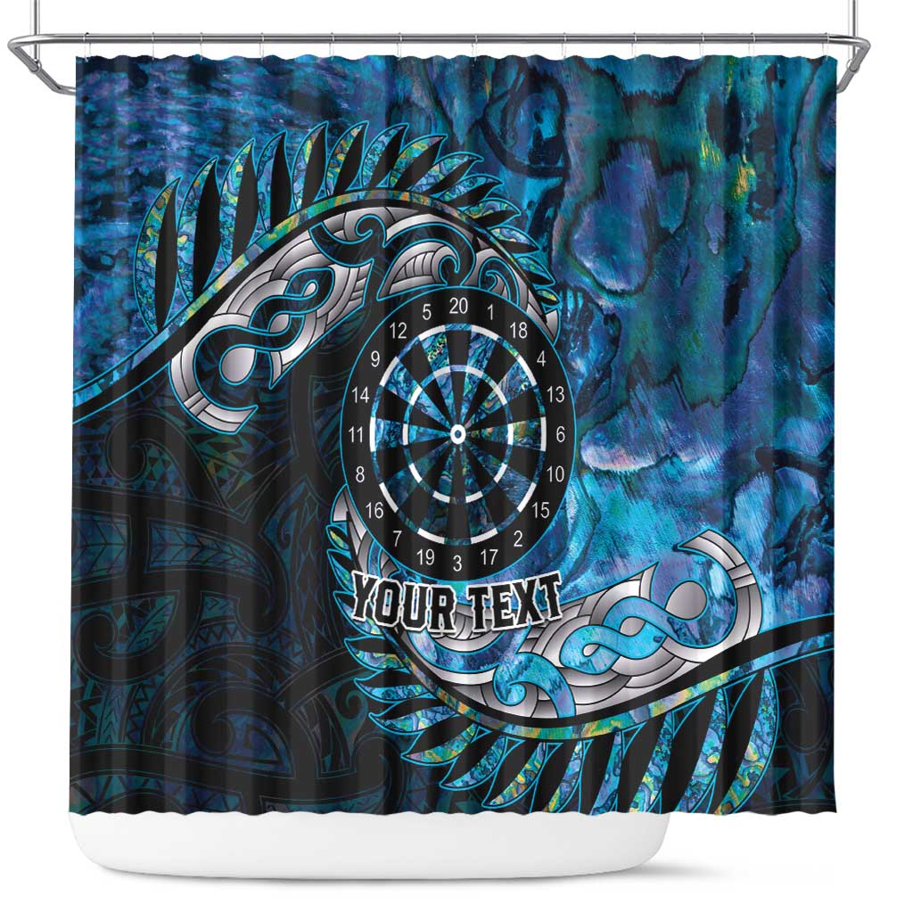 New Zealand Darts Personalised Shower Curtain Aotearoa Silver Fern Blue Papua Shell Spirit LT9 Blue - Polynesian Pride