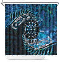 New Zealand Darts Personalised Shower Curtain Aotearoa Silver Fern Blue Papua Shell Spirit LT9 Blue - Polynesian Pride