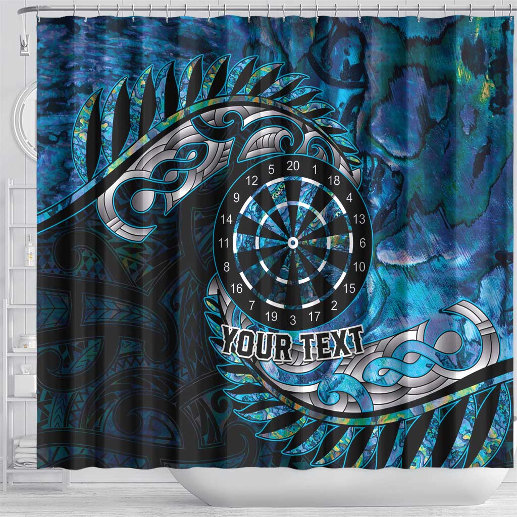 New Zealand Darts Personalised Shower Curtain Aotearoa Silver Fern Blue Papua Shell Spirit LT9 - Polynesian Pride