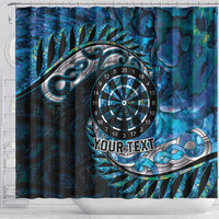 New Zealand Darts Personalised Shower Curtain Aotearoa Silver Fern Blue Papua Shell Spirit LT9 - Polynesian Pride