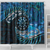 New Zealand Darts Personalised Shower Curtain Aotearoa Silver Fern Blue Papua Shell Spirit LT9 - Polynesian Pride