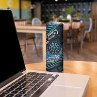 New Zealand Darts Personalised Skinny Tumbler Aotearoa Silver Fern Blue Papua Shell Spirit LT9 - Polynesian Pride