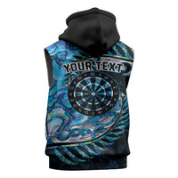 New Zealand Darts Personalised Sleeveless Hoodie Aotearoa Silver Fern Blue Papua Shell Spirit LT9 - Polynesian Pride