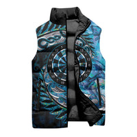 New Zealand Darts Personalised Sleeveless Puffer Jacket Aotearoa Silver Fern Blue Papua Shell Spirit LT9 - Polynesian Pride