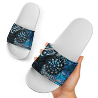 New Zealand Darts Personalised Slide Sandals Aotearoa Silver Fern Blue Papua Shell Spirit LT9 - Polynesian Pride