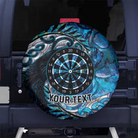 New Zealand Darts Personalised Spare Tire Cover Aotearoa Silver Fern Blue Papua Shell Spirit LT9 No hole Blue - Polynesian Pride