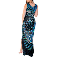 New Zealand Darts Personalised Tank Maxi Dress Aotearoa Silver Fern Blue Papua Shell Spirit LT9 - Polynesian Pride