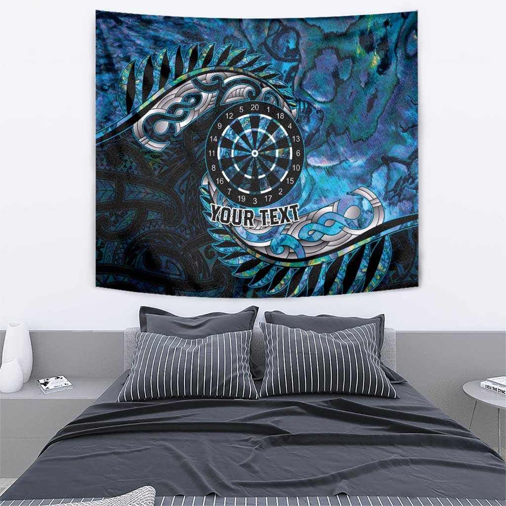 New Zealand Darts Personalised Tapestry Aotearoa Silver Fern Blue Papua Shell Spirit LT9 - Polynesian Pride
