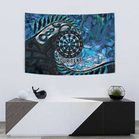 New Zealand Darts Personalised Tapestry Aotearoa Silver Fern Blue Papua Shell Spirit LT9 - Polynesian Pride