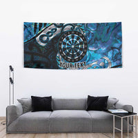 New Zealand Darts Personalised Tapestry Aotearoa Silver Fern Blue Papua Shell Spirit LT9 - Polynesian Pride