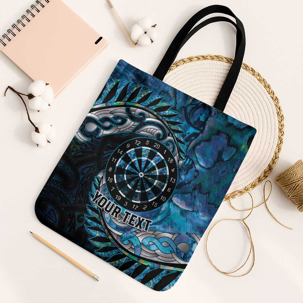 New Zealand Darts Personalised Tote Bag Aotearoa Silver Fern Blue Papua Shell Spirit LT9 Black Strap One Size Blue - Polynesian Pride