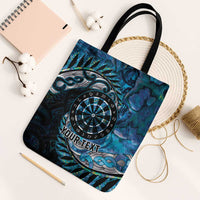 New Zealand Darts Personalised Tote Bag Aotearoa Silver Fern Blue Papua Shell Spirit LT9 Black Strap One Size Blue - Polynesian Pride