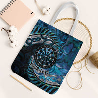 New Zealand Darts Personalised Tote Bag Aotearoa Silver Fern Blue Papua Shell Spirit LT9 White Strap One Size Blue - Polynesian Pride