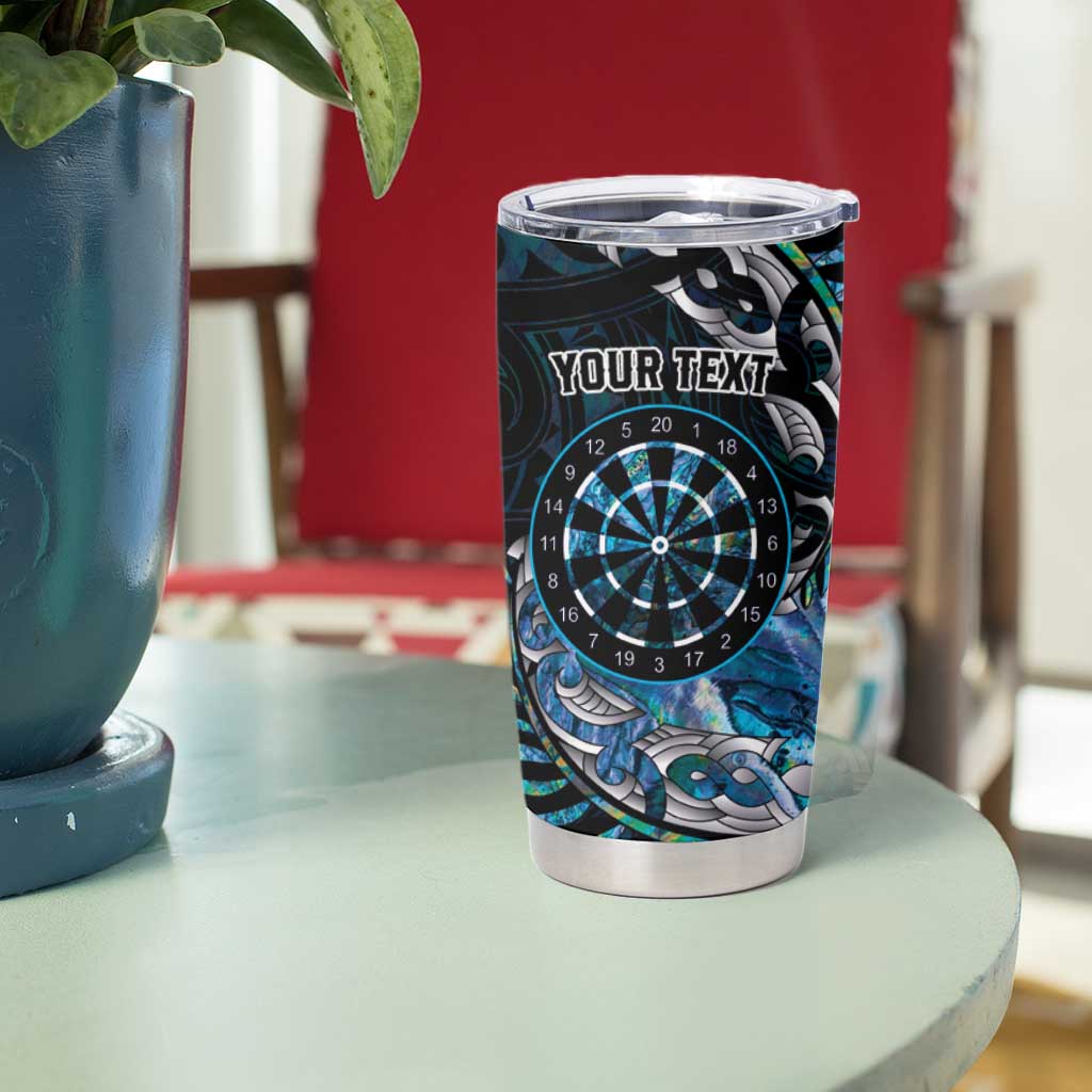 New Zealand Darts Personalised Tumbler Cup Aotearoa Silver Fern Blue Papua Shell Spirit LT9 - Polynesian Pride