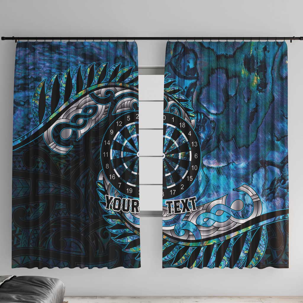 New Zealand Darts Personalised Window Curtain Aotearoa Silver Fern Blue Papua Shell Spirit LT9 With Hooks Blue - Polynesian Pride