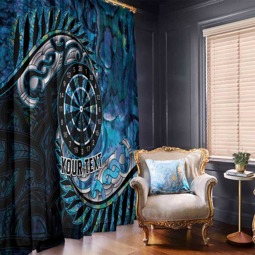 New Zealand Darts Personalised Window Curtain Aotearoa Silver Fern Blue Papua Shell Spirit LT9 - Polynesian Pride