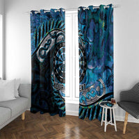 New Zealand Darts Personalised Window Curtain Aotearoa Silver Fern Blue Papua Shell Spirit LT9 With Grommets Blue - Polynesian Pride