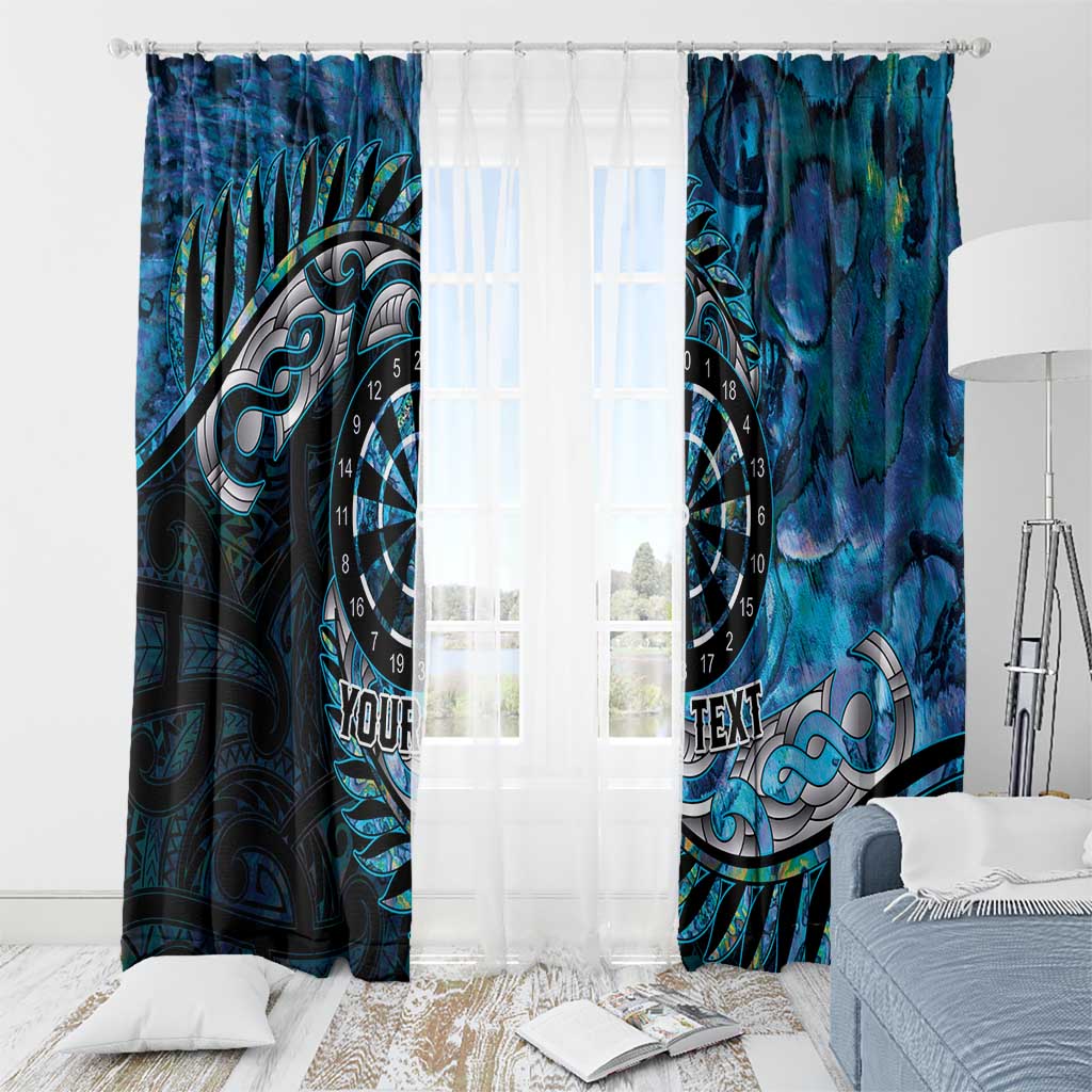 New Zealand Darts Personalised Window Curtain Aotearoa Silver Fern Blue Papua Shell Spirit LT9 - Polynesian Pride
