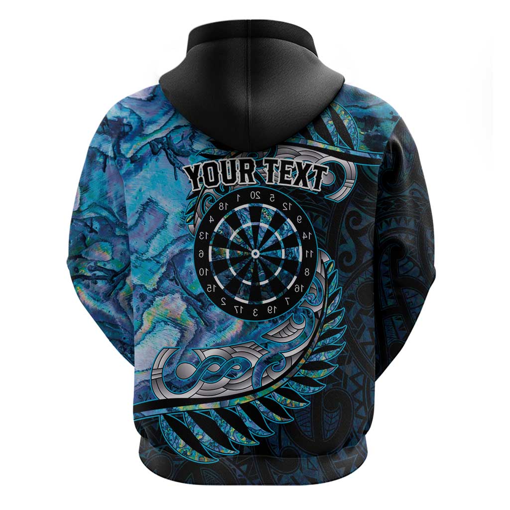 New Zealand Darts Personalised Zip Hoodie Aotearoa Silver Fern Blue Papua Shell Spirit LT9 - Polynesian Pride