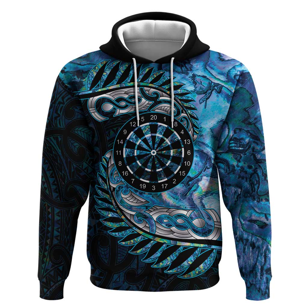 New Zealand Darts Personalised Zip Hoodie Aotearoa Silver Fern Blue Papua Shell Spirit LT9 Pullover Hoodie Blue - Polynesian Pride