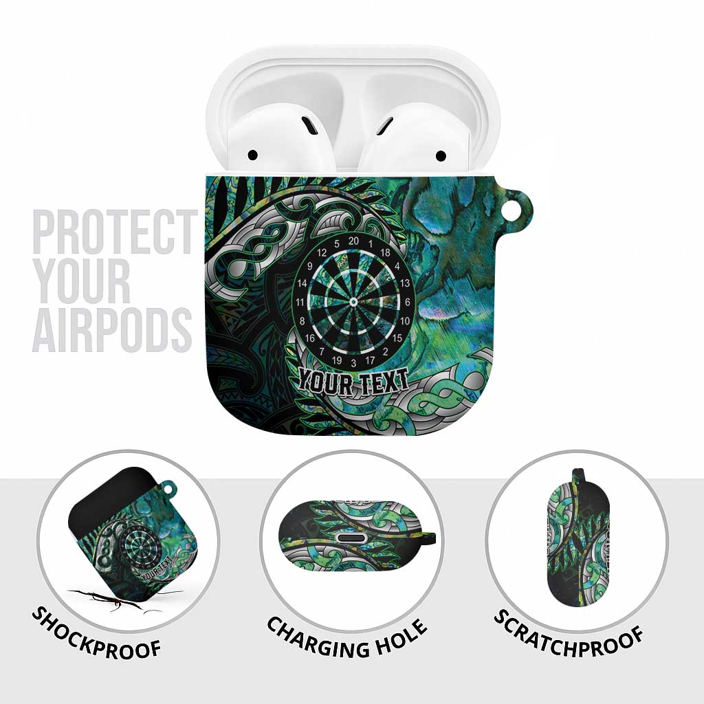 New Zealand Darts Personalised AirPods Case Aotearoa Silver Fern Green Papua Shell Spirit LT9 - Polynesian Pride