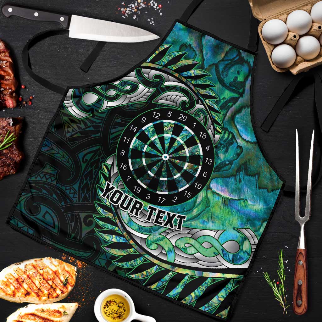 New Zealand Darts Personalised Apron Aotearoa Silver Fern Green Papua Shell Spirit LT9 Green - Polynesian Pride