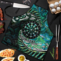 New Zealand Darts Personalised Apron Aotearoa Silver Fern Green Papua Shell Spirit LT9 Green - Polynesian Pride