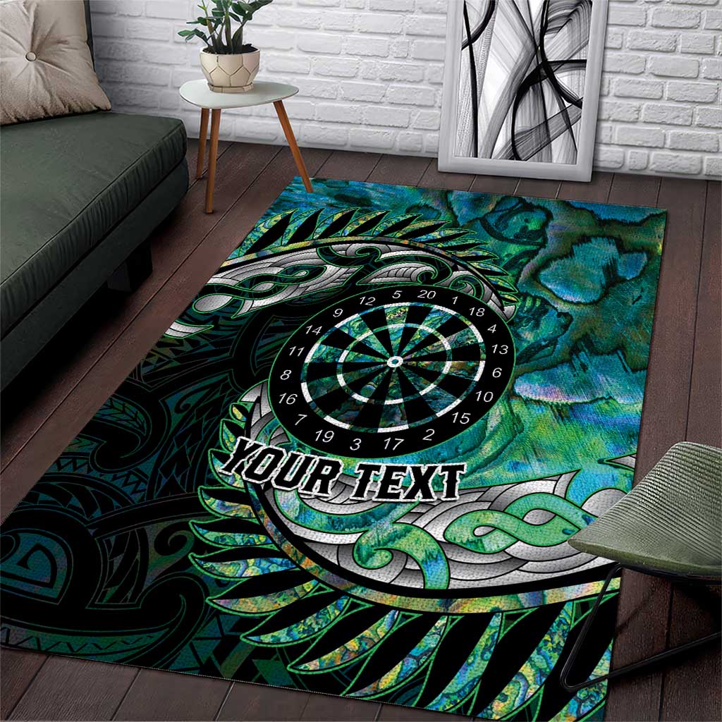 New Zealand Darts Personalised Area Rug Aotearoa Silver Fern Green Papua Shell Spirit LT9 Green - Polynesian Pride